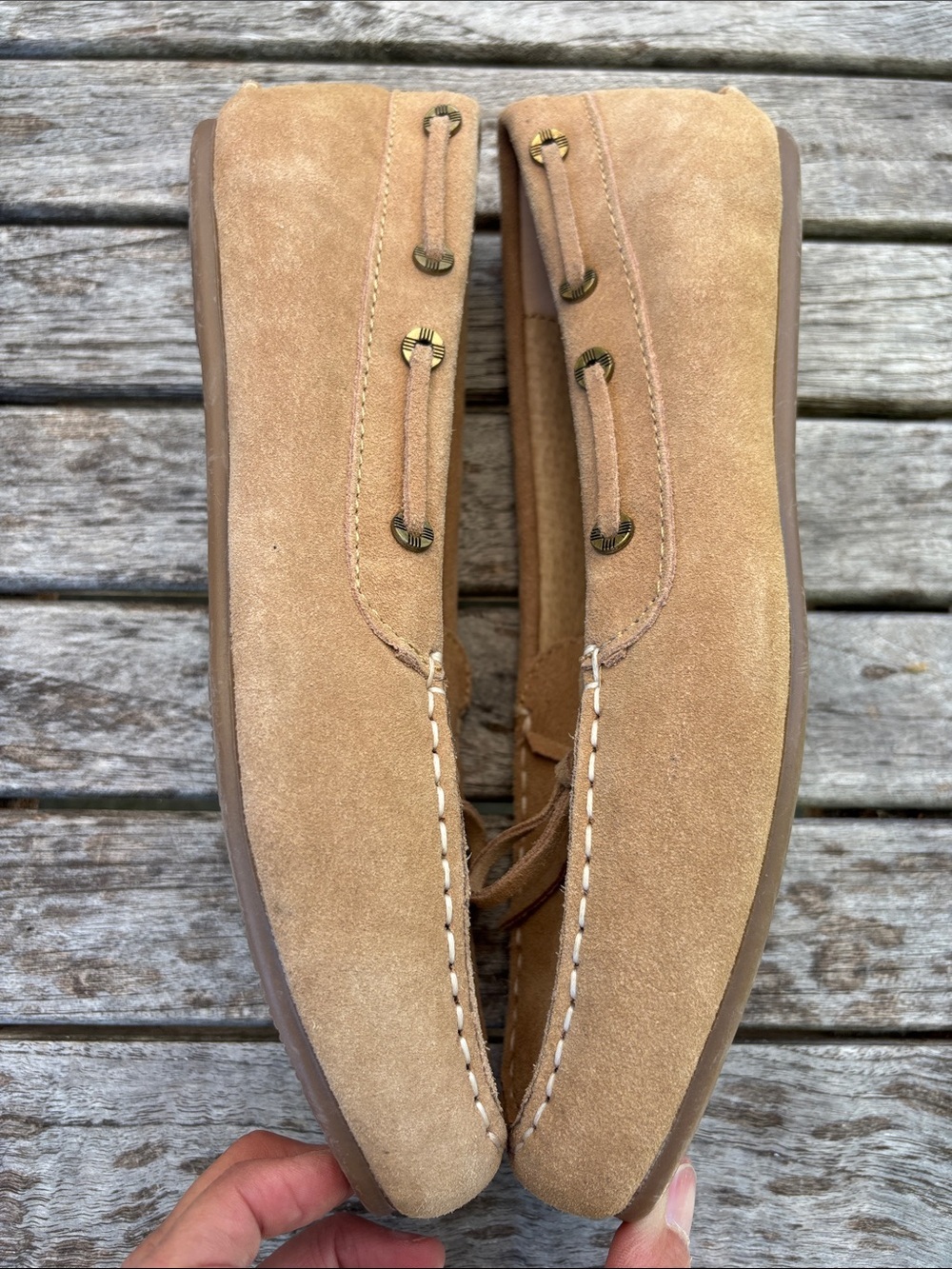 Lands’ End Suede Driving Moccasins | Camel Tan | Size 8 | NWOT - Picture 4 of 6